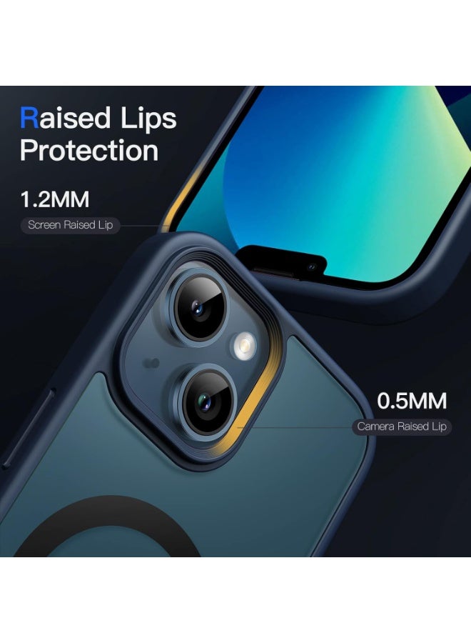 أكاليكس جراب مغناطيسي لهاتف iPhone 12/12 Pro، ظهر شفاف غير لامع، جراب مغناطيسي رفيع مقاوم للصدمات ومضاد للخدش ومختبر ضد السقوط، (أزرق غامق) - Image 2